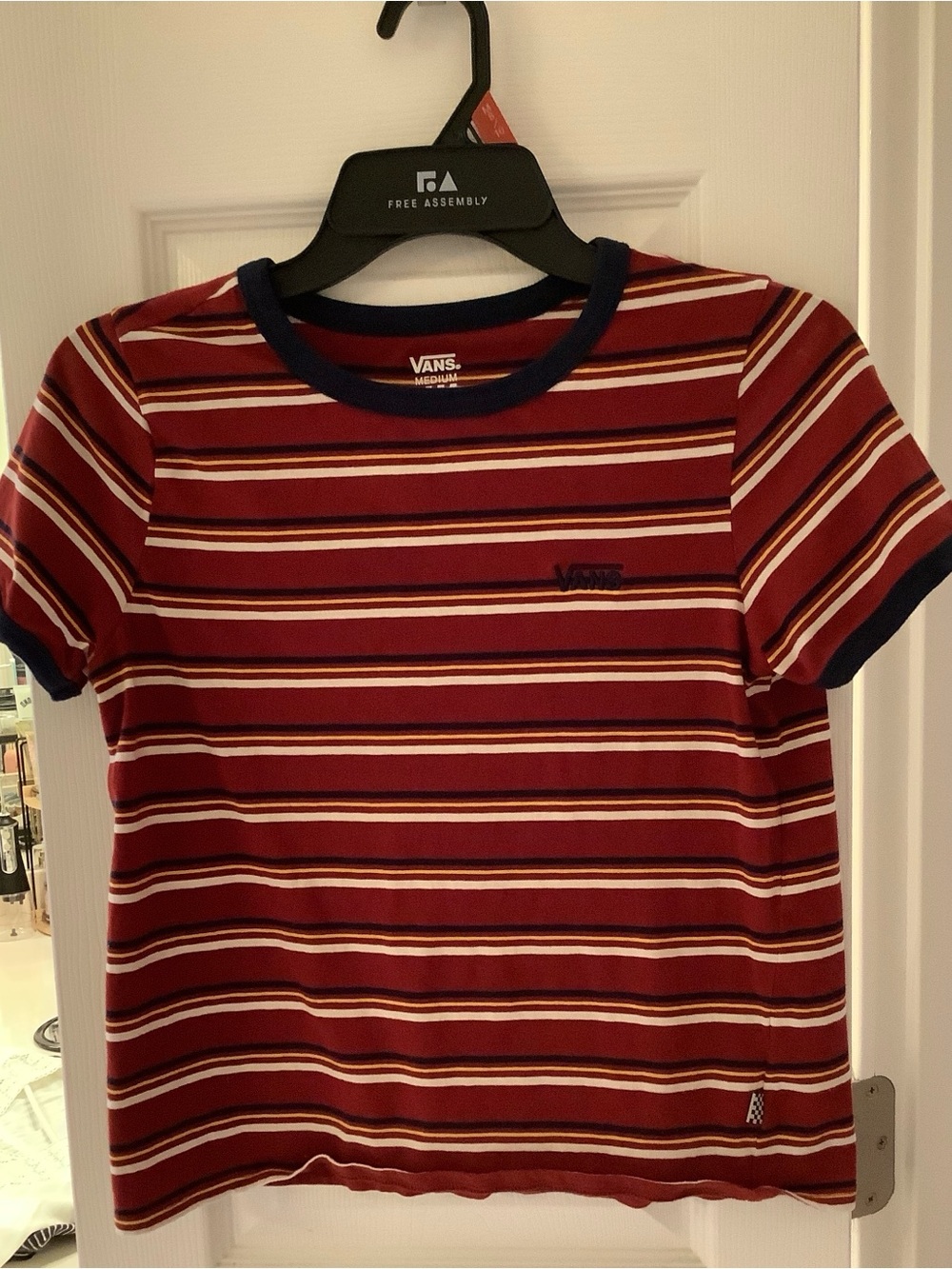 Vans Burgundy Striped Short-Sleeve Tee with Navy Trim